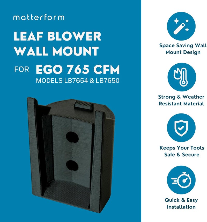 matterform Wall Mount Hanger for EGO 765 CFM Power+ LB7654 & LB7650 Leaf Blower | Hook & Holder for Garage & Shed Organization - Image 2